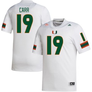 Men Ny Carr White Miami College Football #19 Jersey 803698-174