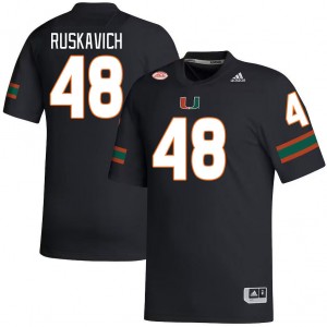 Men Owen Ruskavich Black Hurricanes College Football #48 Jersey 819879-157