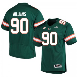 Men Quentin Williams Green University of Miami College Football #90 Jersey 591014-836