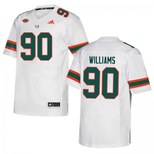 Men Quentin Williams White University of Miami College Football #90 Jersey 701004-984
