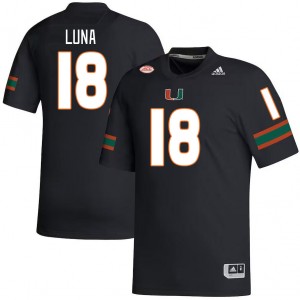 Men Riply Luna Black University of Miami College Football #18 Jersey 353759-675