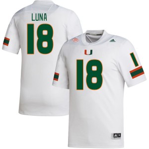 Men Riply Luna White Miami Hurricanes College Football #18 Jersey 442872-465