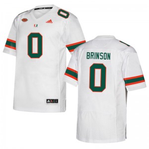 Men Romello Brinson White Hurricanes College Football #0 Jersey 458299-104