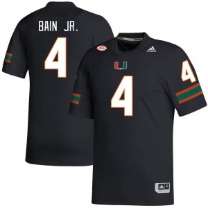 Men Rueben Bain Jr. Black University of Miami College Football #4 Jersey 209293-584