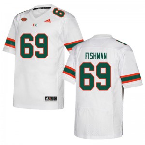 Men Sam Fishman White Miami College Football #69 Jersey 722826-287