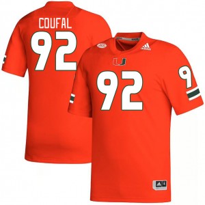 Men Samuel Coufal Orange Hurricanes College Football #92 Jersey 749465-777
