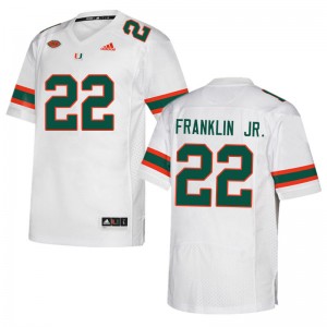 Men Thaddius Franklin Jr. White Miami Hurricanes College Football #22 Jersey 922883-237