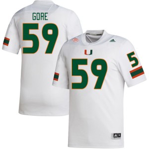 Men Thomas Gore White Hurricanes College Football #59 Jersey 170169-534