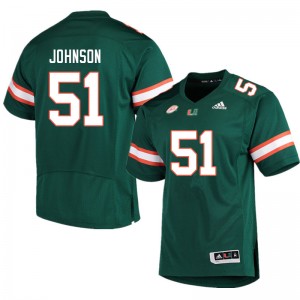Men Tyler Johnson Green Miami College Football #51 Jersey 572057-991