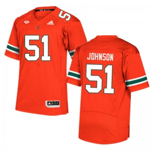 Men Tyler Johnson Orange Miami College Football #51 Jersey 539858-414