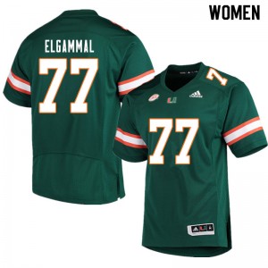 Women Adam ElGammal Green Hurricanes College Football #77 Jersey 221853-947