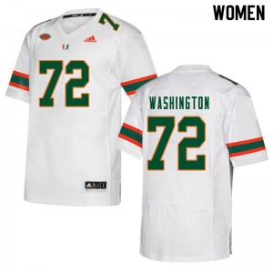 Women Chris Washington White Miami College Football #72 Jersey 718281-619