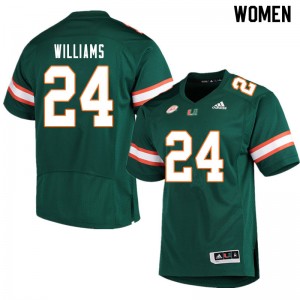 Women Christian Williams Green Hurricanes College Football #24 Jersey 667044-600