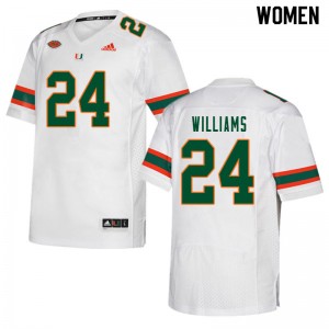 Women Christian Williams White Miami Hurricanes College Football #24 Jersey 653317-927