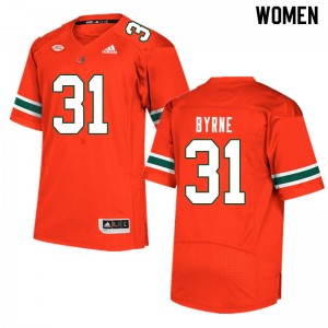 Women Connor Byrne Orange Miami College Football #31 Jersey 479338-992