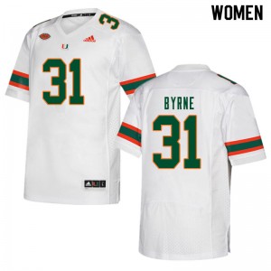 Women Connor Byrne White Miami Hurricanes College Football #31 Jersey 756862-179