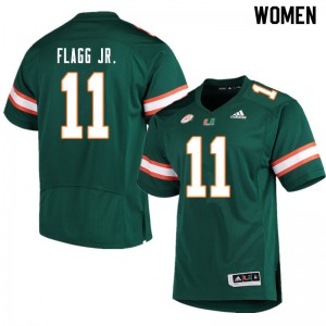Women Corey Flagg Jr. Green Miami College Football #11 Jersey 406415-383