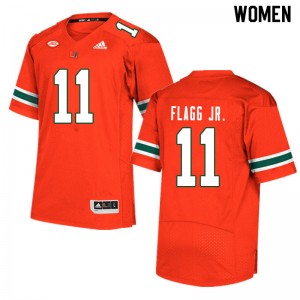 Women Corey Flagg Jr. Orange Miami College Football #11 Jersey 765124-407