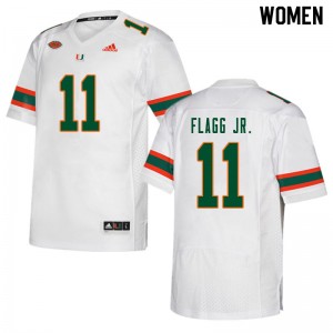 Women Corey Flagg Jr. White Miami College Football #11 Jersey 726650-201