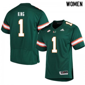 Women D'Eriq King Green Miami College Football #1 Jersey 677872-931