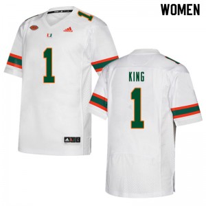 Women D'Eriq King White Miami Hurricanes College Football #1 Jersey 383217-771