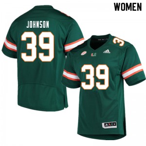 Women Dante Johnson Green University of Miami College Football #39 Jersey 574894-382