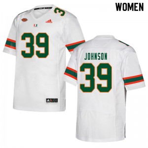 Women Dante Johnson White Miami College Football #39 Jersey 553446-128