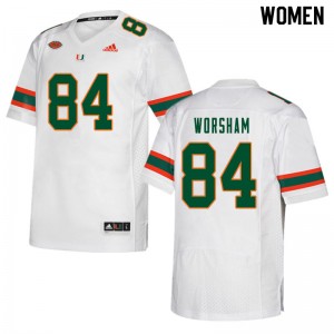 Women Dazalin Worsham White Miami College Football #84 Jersey 934250-974