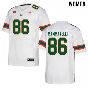 Women Dominic Mammarelli White Miami College Football #86 Jersey 767089-263