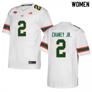 Women Donald Chaney Jr. White Miami College Football #2 Jersey 738145-527
