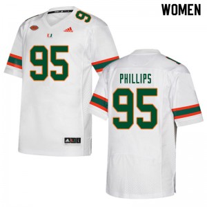 Women Jaelan Phillips White Hurricanes College Football #95 Jersey 856071-886