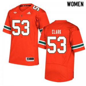 Women Jakai Clark Orange Hurricanes College Football #53 Jersey 346427-512