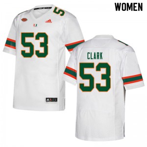Women Jakai Clark White Miami College Football #53 Jersey 893348-772