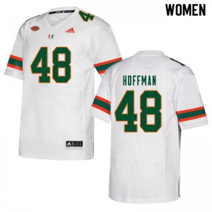 Women Jake Hoffman White University of Miami College Football #48 Jersey 569219-265