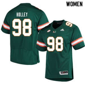 Women Jalar Holley Green Miami College Football #98 Jersey 755793-132