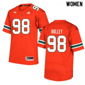 Women Jalar Holley Orange Hurricanes College Football #98 Jersey 566198-493