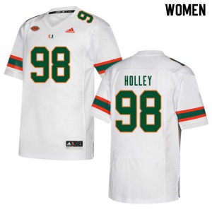 Women Jalar Holley White Miami College Football #98 Jersey 673317-485