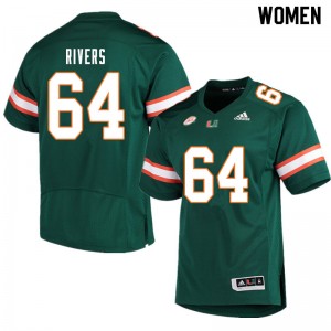 Women Jalen Rivers Green Miami Hurricanes College Football #64 Jersey 816703-840