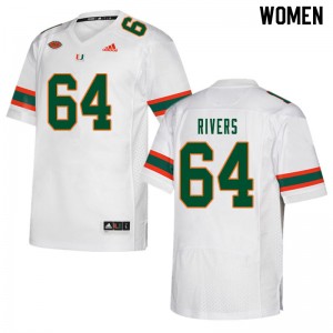 Women Jalen Rivers White Miami College Football #64 Jersey 117272-722
