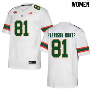 Women Jared Harrison-Hunte White Miami College Football #81 Jersey 928938-321