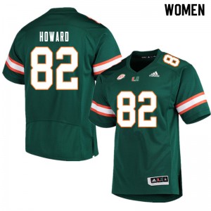 Women Jarius Howard Green Miami College Football #82 Jersey 587158-229