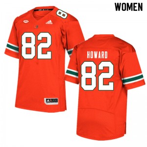 Women Jarius Howard Orange Hurricanes College Football #82 Jersey 196468-525