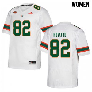 Women Jarius Howard White Miami College Football #82 Jersey 322888-774