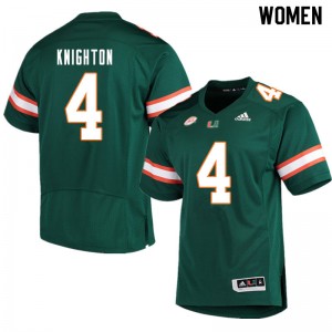 Women Jaylan Knighton Green Miami College Football #4 Jersey 427767-582