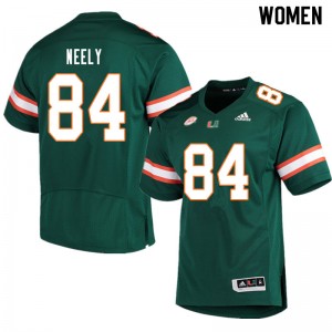 Women Josh Neely Green Hurricanes College Football #84 Jersey 321075-588