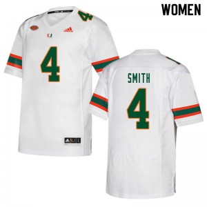 Women Keontra Smith White Miami College Football #4 Jersey 509886-969