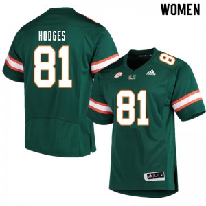 Women Larry Hodges Green Hurricanes College Football #81 Jersey 470861-187