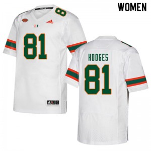 Women Larry Hodges White University of Miami College Football #81 Jersey 940531-871