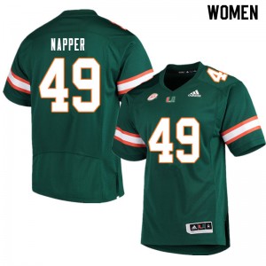 Women Mason Napper Green University of Miami College Football #49 Jersey 356073-615