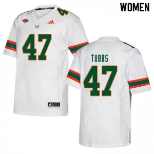 Women Mykel Tubbs White Miami Hurricanes College Football #47 Jersey 120140-766